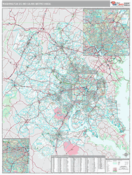 Washington-Arlington-Alexandria Metro Area Wall Map Premium Style 2025